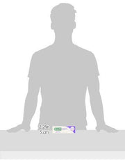 GUM ortho toothpaste for braces boxed tube on table with silhouette background and size reference