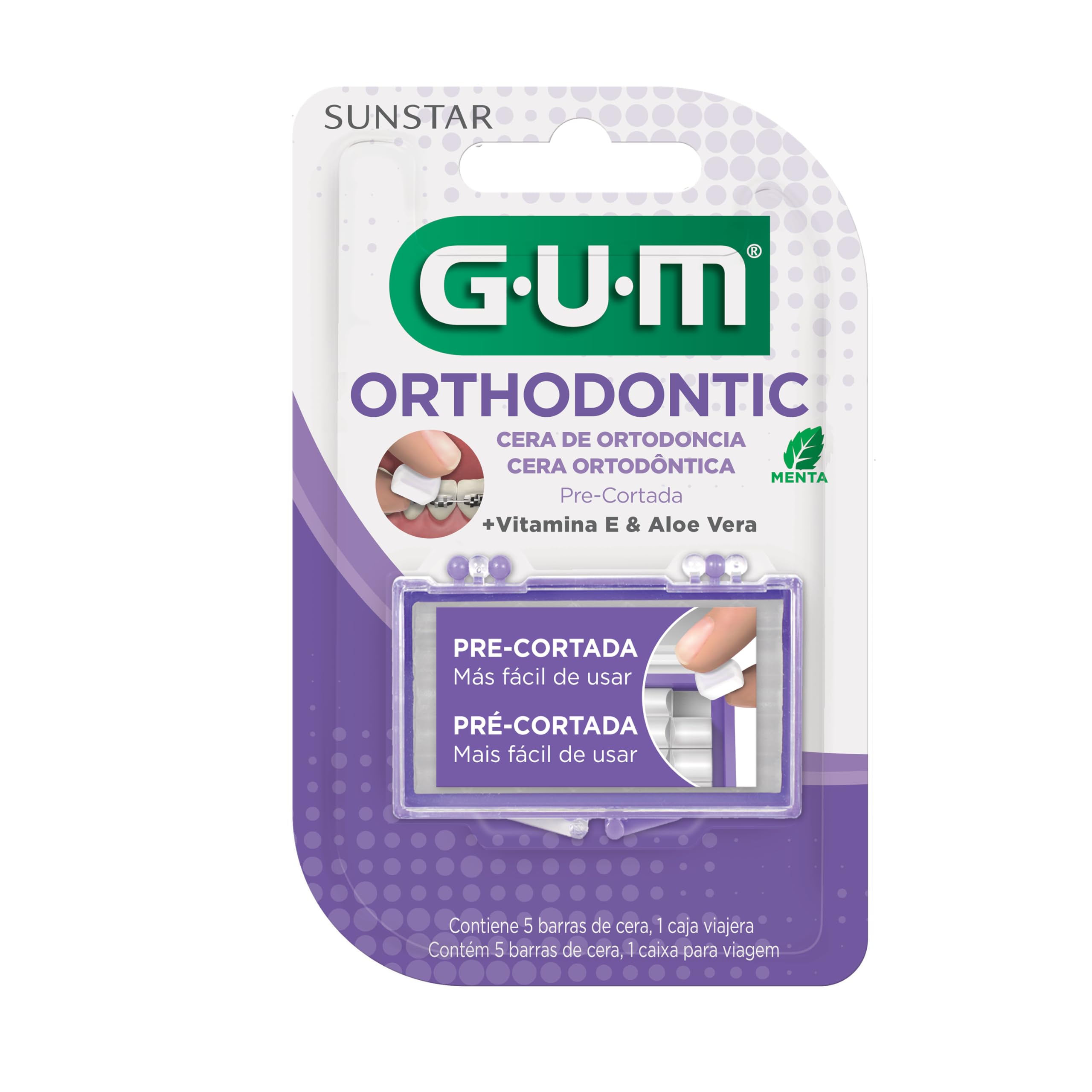 GUM orthodontic transparent wax pre cut travel case with vitamin E aloe vera orthodontic wax for braces