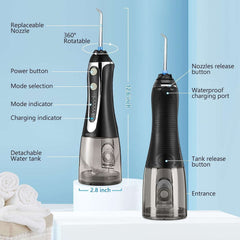 H2ofloss cordless water flosser UAE with detachable water tank replaceable nozzle 360 rotatable tip