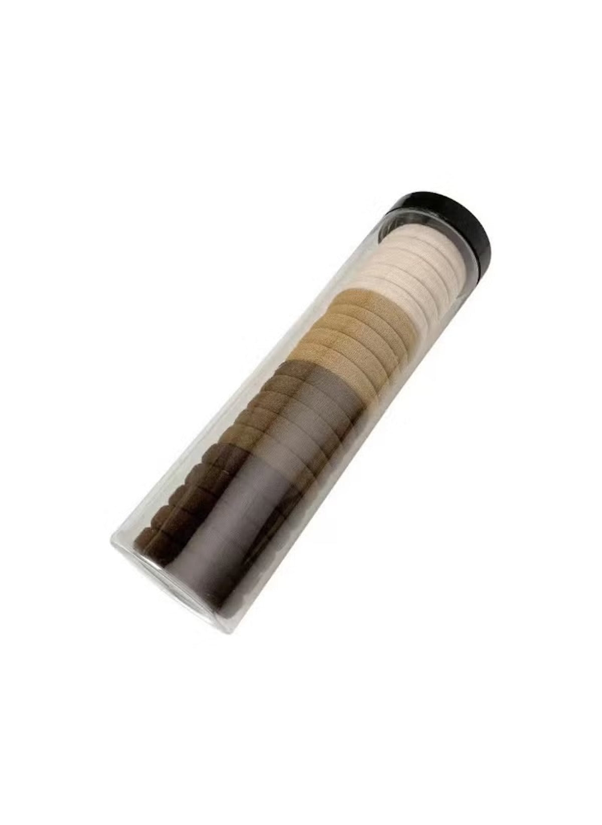 Huitich hair ties for thick hair pack of 20 in neutral brown and beige tones inside clear cylindrical container
