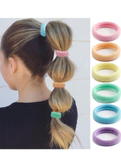 Huitich hair ties for thick hair pack of 20 in pastel colors on a thick ponytail
