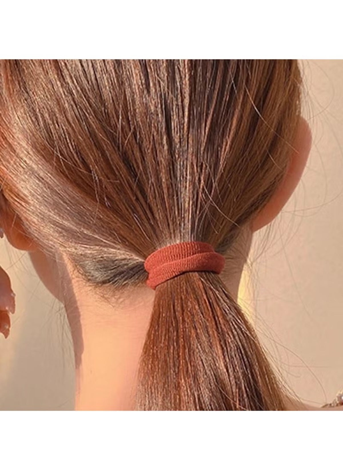 Huitich hair ties for thick hair pack of 20 in rust color securing a low ponytail