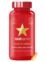 HairTamin Advanced Formula supplement bottle with gold star and red cap