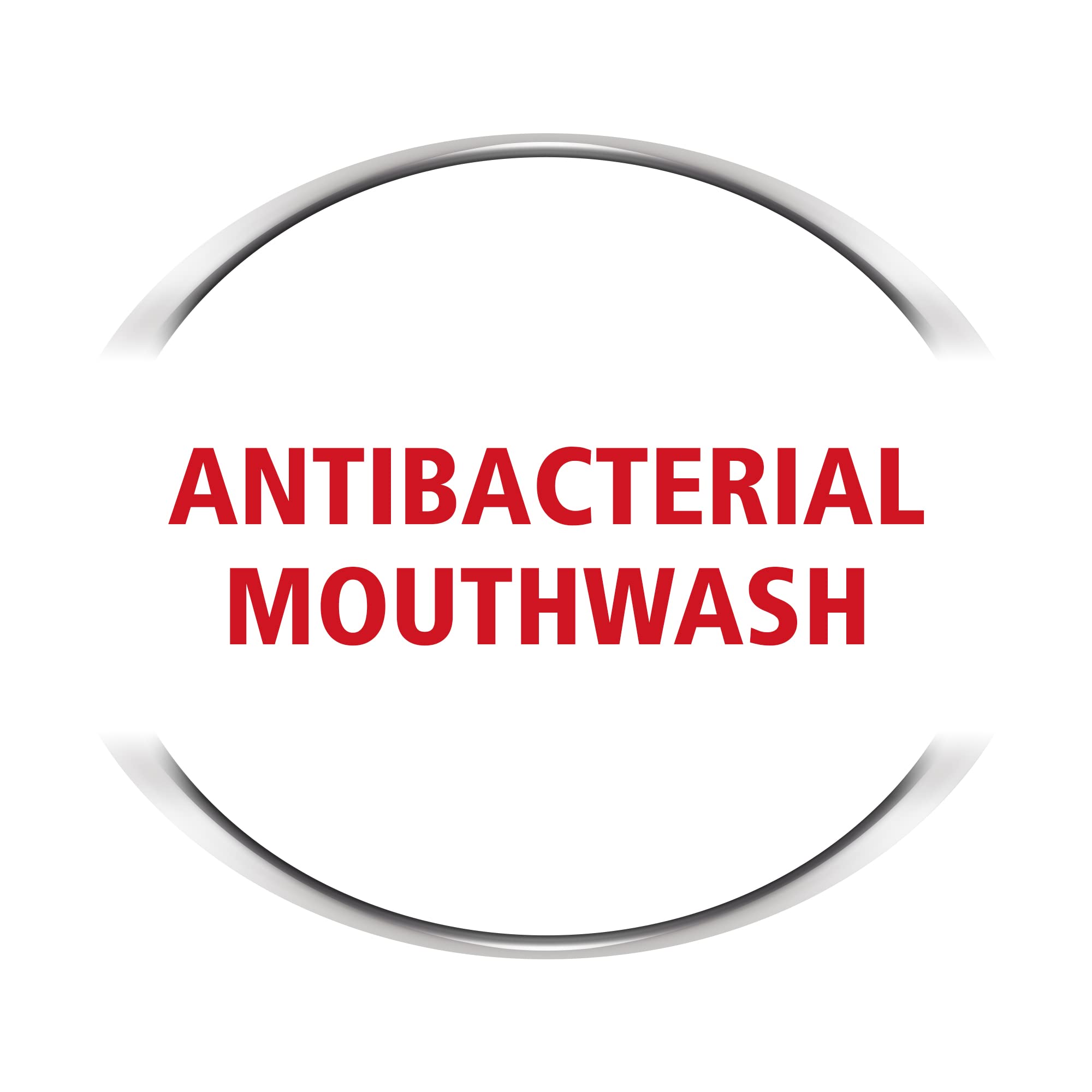 Corsodyl mouthwash for gum disease antibacterial mouthwash label with red text inside circular badge