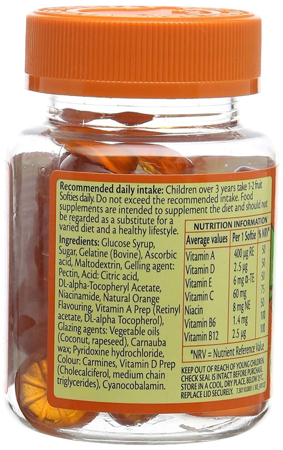 Haliborange kids multivitamin softies UAE bottle with orange lid showing gummies and label