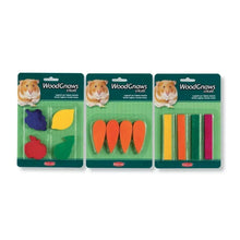Padovan WoodGnaws hamster chew toy assortment in colorful wooden shapes
