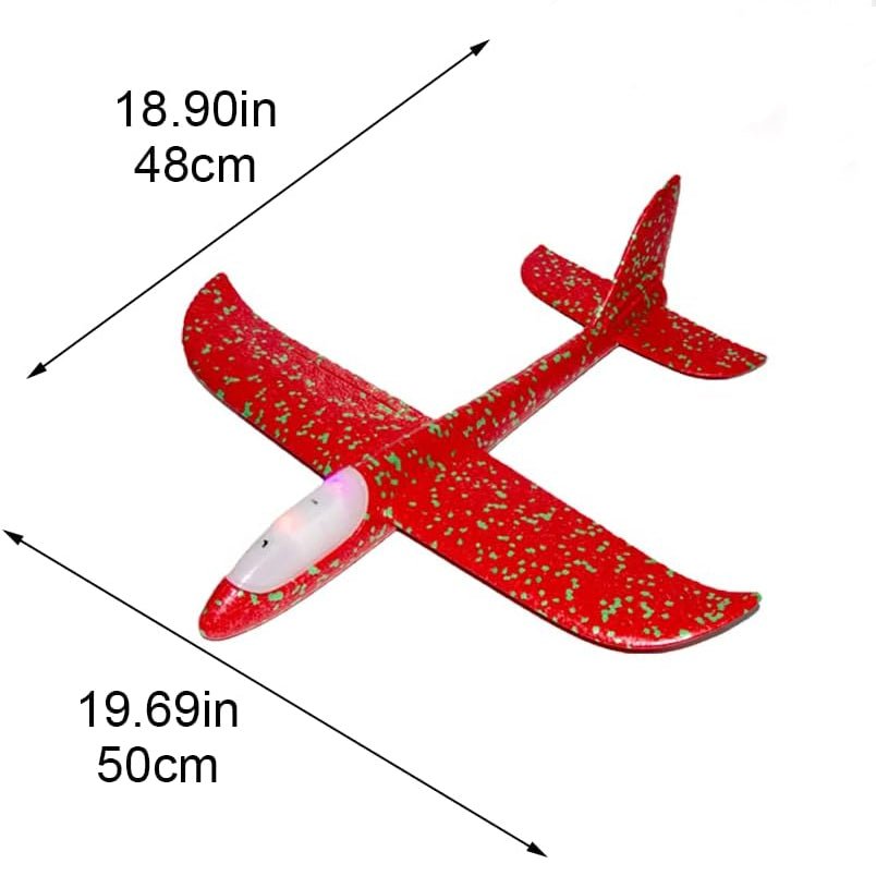 Hand Throwing Foam Airplane With Head and Body LED Lights Toy 48x16x6centimeter - Mumzar.com