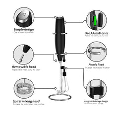 Huitich handheld mixer for baking with simple design, removable head, spiral mixing head, and AA battery use