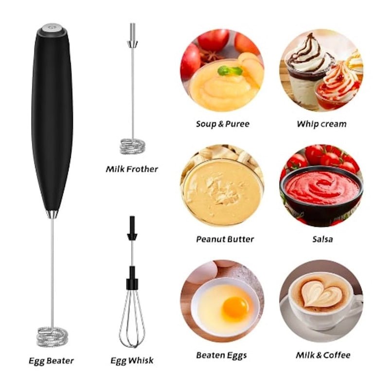 Huitich handheld mixer for baking with milk frother, egg beater, and egg whisk for soup, cream, peanut butter, salsa, eggs, and coffee