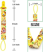 Baby pacifier clip strap size diagram showing length measurements