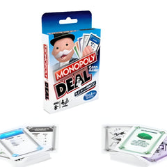 Huitich Monopoly Deal card game trading cards featuring colorful property and action cards in a compact box