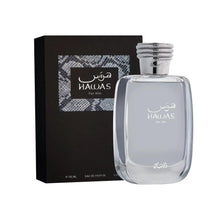 Hawas men eau de parfum set, clear bottle with silver cap and black box