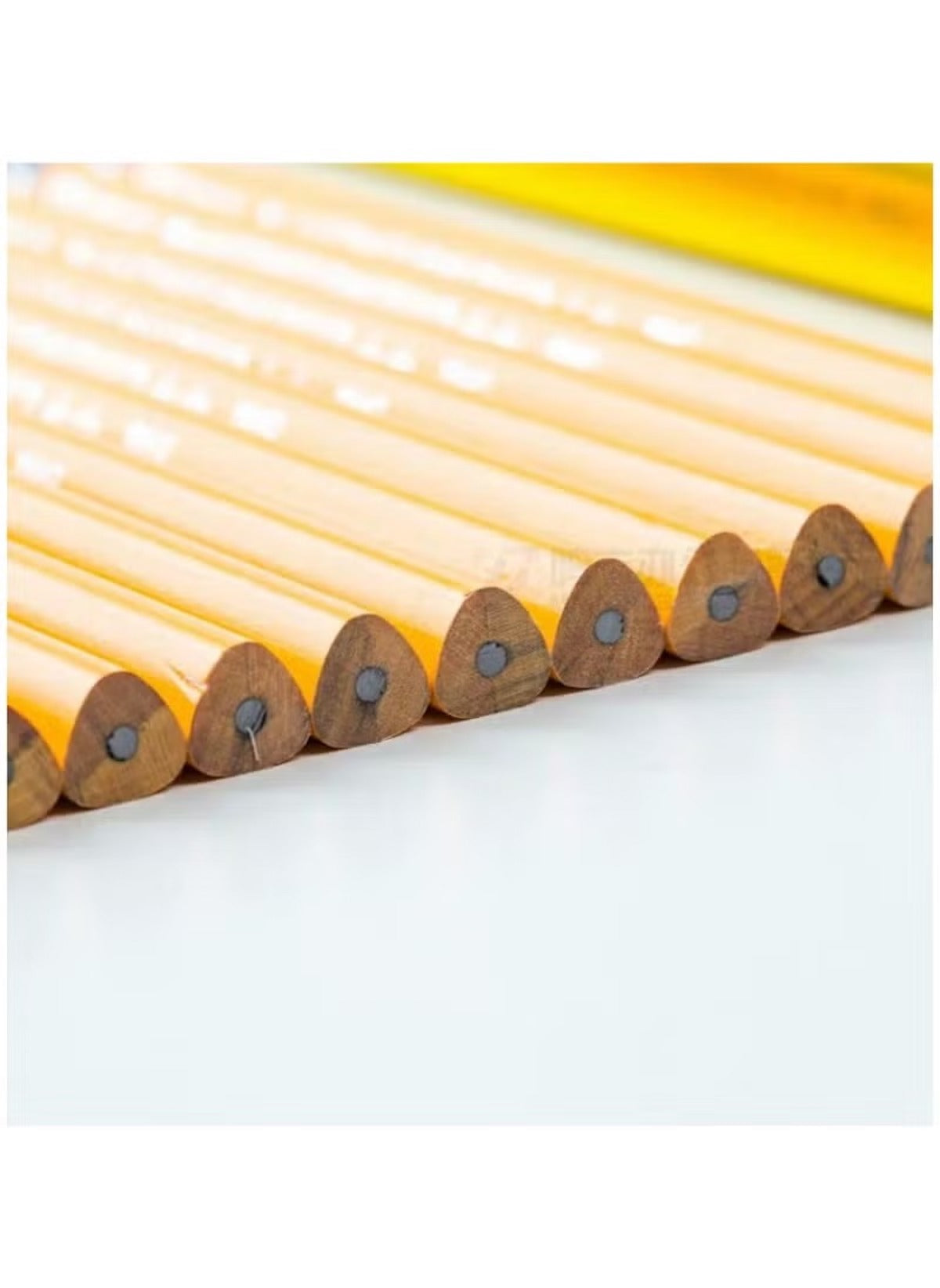 Huitich HB hexagonal wood pencils set with natural wood finish arranged in a row on white surface