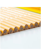Huitich HB hexagonal wood pencils set with natural wood finish arranged in a row on white surface