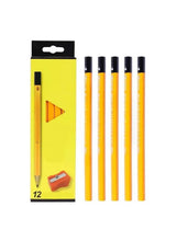 HB hexagonal wood pencil set, 12-pack, with yellow display box