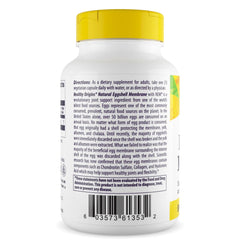 Healthy Origins white bottle with yellow cap showing label and barcode eggshell membrane supplement for joint health