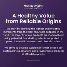 Healthy Origins promotional card with 'A Healthy Value from Reliable Origins' text