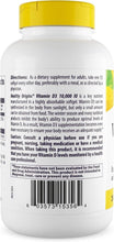 Vitamin D3 softgel supplement bottle back label with directions text