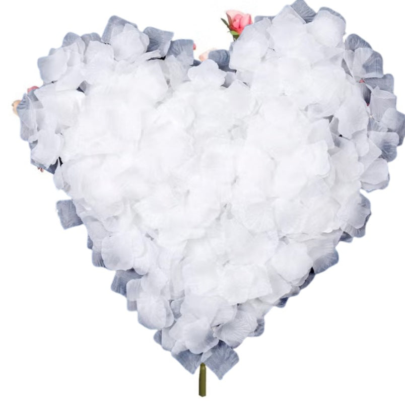 Huitich white artificial rose petals arranged in a heart shape made of soft silk petals
