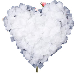 Huitich white artificial rose petals arranged in a heart shape made of soft silk petals