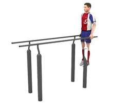 Workout parallel bar with two long grips and four sturdy legs
