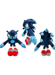 Huitich hedgehog stuffed animal for kids in blue with red shoes shown from three angles