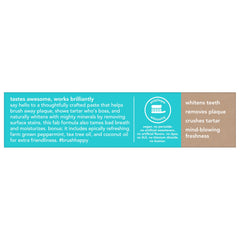 hello toothpaste label describing peppermint fluoride free whitening toothpaste that whitens teeth and removes plaque