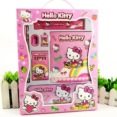 Huitich 8 piece Hello Kitty school kit pink themed with notebook ruler sharpener and more