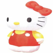 Hello Kitty coin bank figurine, white face with pink bow and red dress details