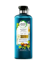 Argan oil of Morocco shampoo bottle, blue with black pump cap, front view