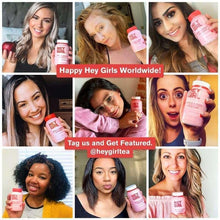 Hey Girl apple cider vinegar bottle in hands across promotional collage