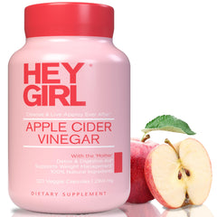 HEY GIRL pink bottle of apple cider vinegar capsules UAE with apples 120 veggie capsules dietary supplement