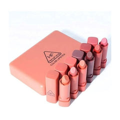 Huitich mini lipstick set with eight shades of muted pink and nude tones in compact case
