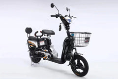 Huitich grocery scooter black high power electric bike with basket and rear passenger seat