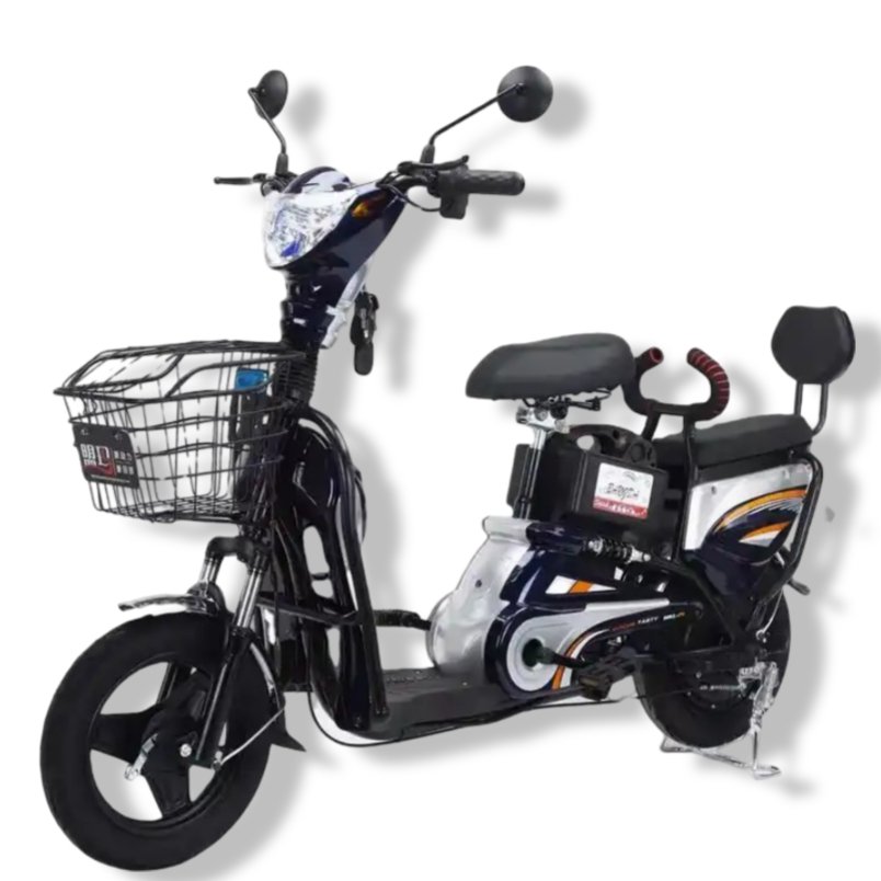 Huitich grocery scooter high power electric bike with basket featuring dual seats and rearview mirrors