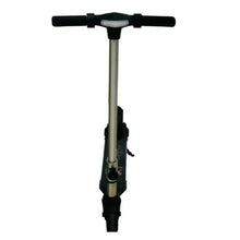 Kids electric scooter handlebar with black grips and silver folding stem