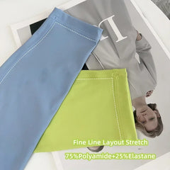 Mumzar high waist push up leggings for women in blue and green, featuring fine line layout stretch fabric