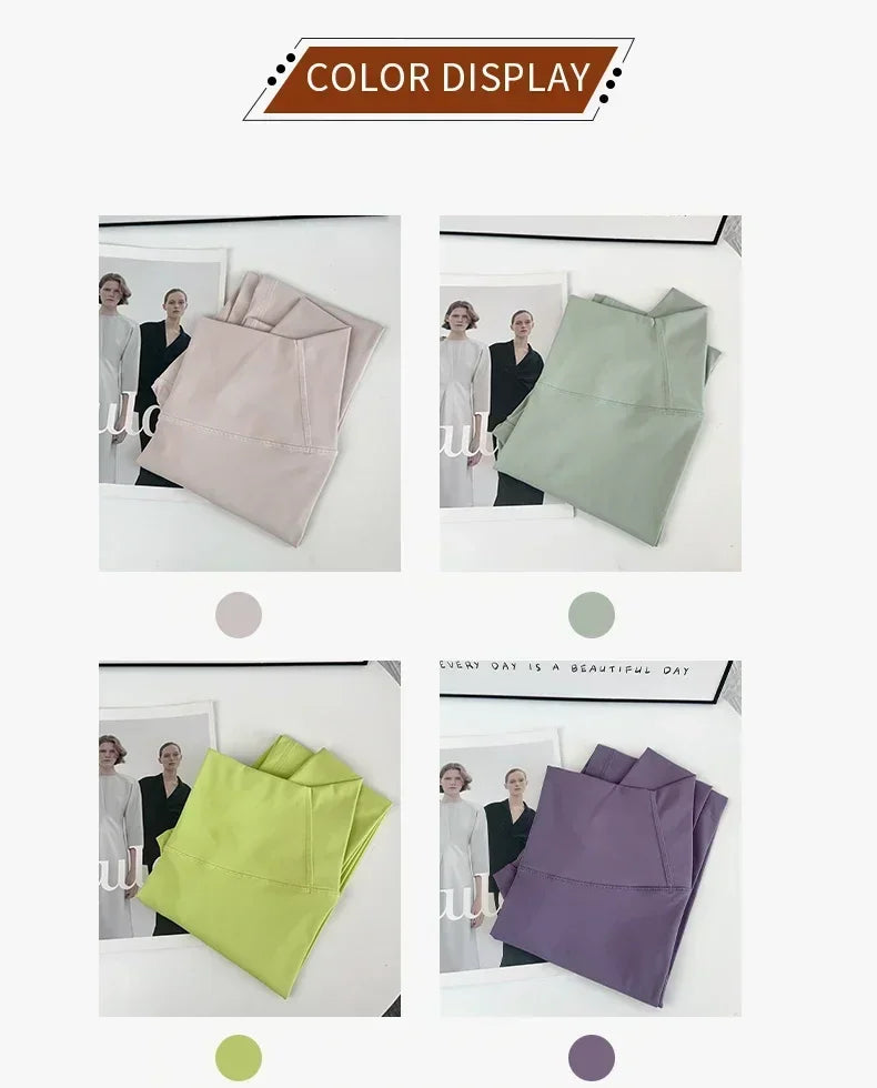 Color display of high waist push up leggings for women in pink, green, yellow, and purple