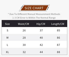 Mumzar high waist push up leggings for women size chart with waist, hip, and length measurements