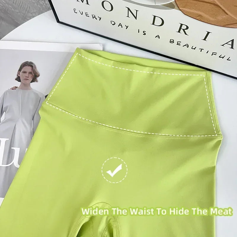 Mumzar high waist push up leggings for women in vibrant lime green with a flattering fit