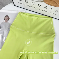 Mumzar high waist push up leggings for women in vibrant lime green with a flattering fit