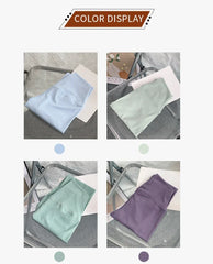 Color display of Mumzar high waist yoga leggings UAE in light blue, green, mint, and purple shades