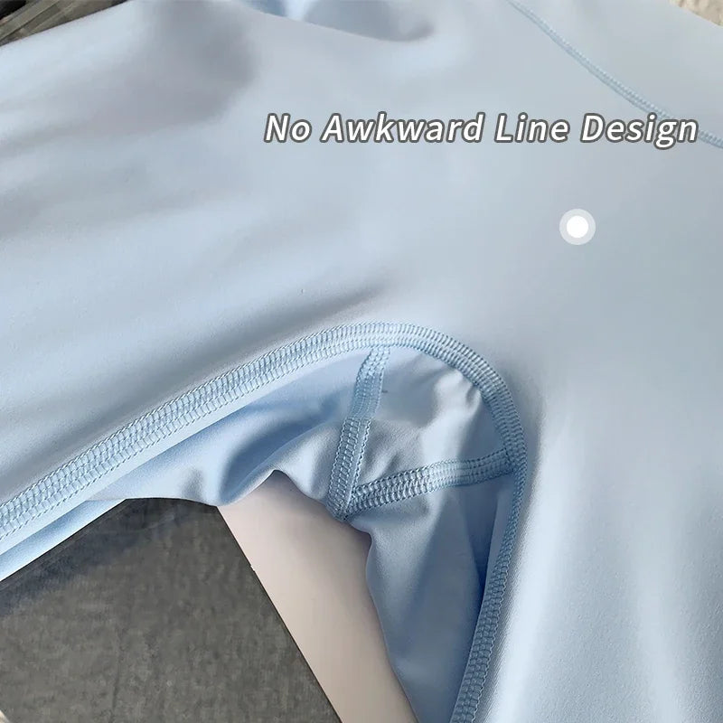 Mumzar high waist yoga leggings UAE in light blue with no awkward line design for comfort and style