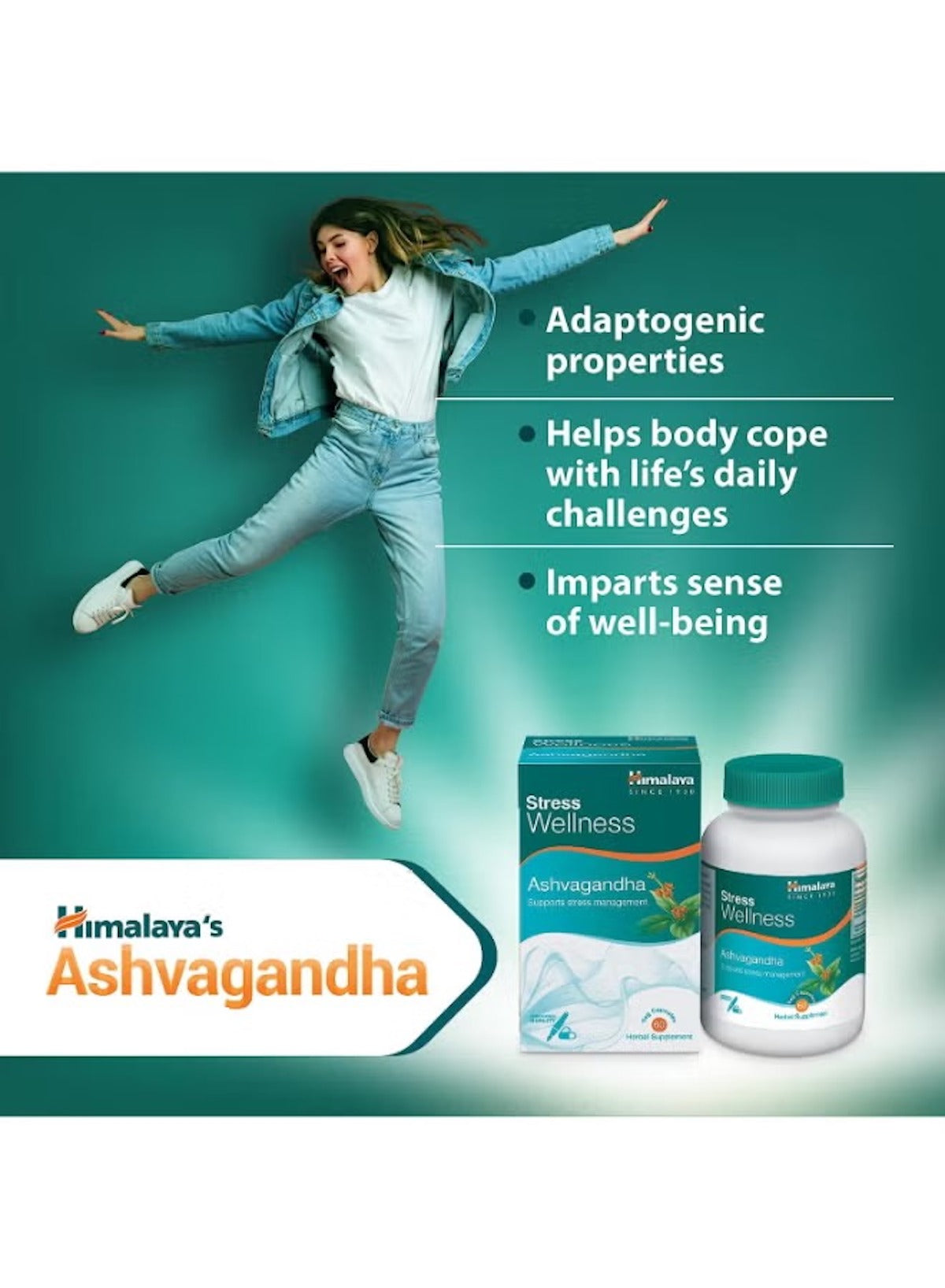 Himalaya Ashwagandha Tablets for Stress Relief featuring adaptogenic properties and wellness benefits