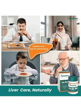 Liv.52 DS tablets supplement bottle held at dining table with family, Himalaya