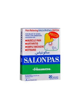 Pain relieving SALONPAS patch box, 20 patches, 6.5 x 4.2 cm