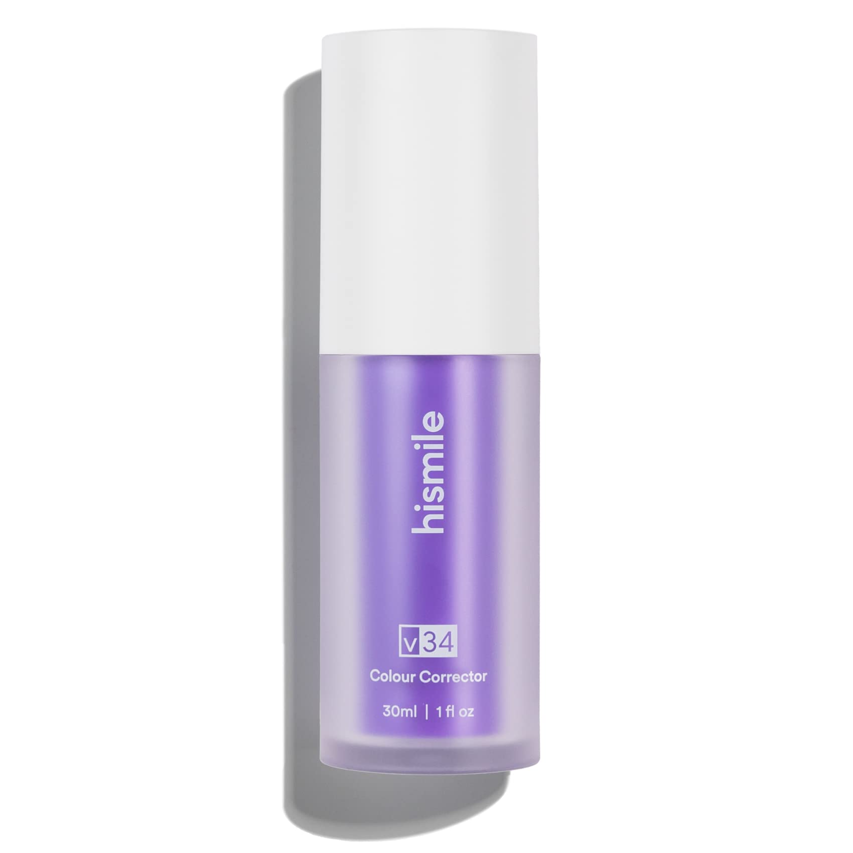 Hismile v34 Colour Corrector purple 30ml bottle with white cap skincare serum packaging