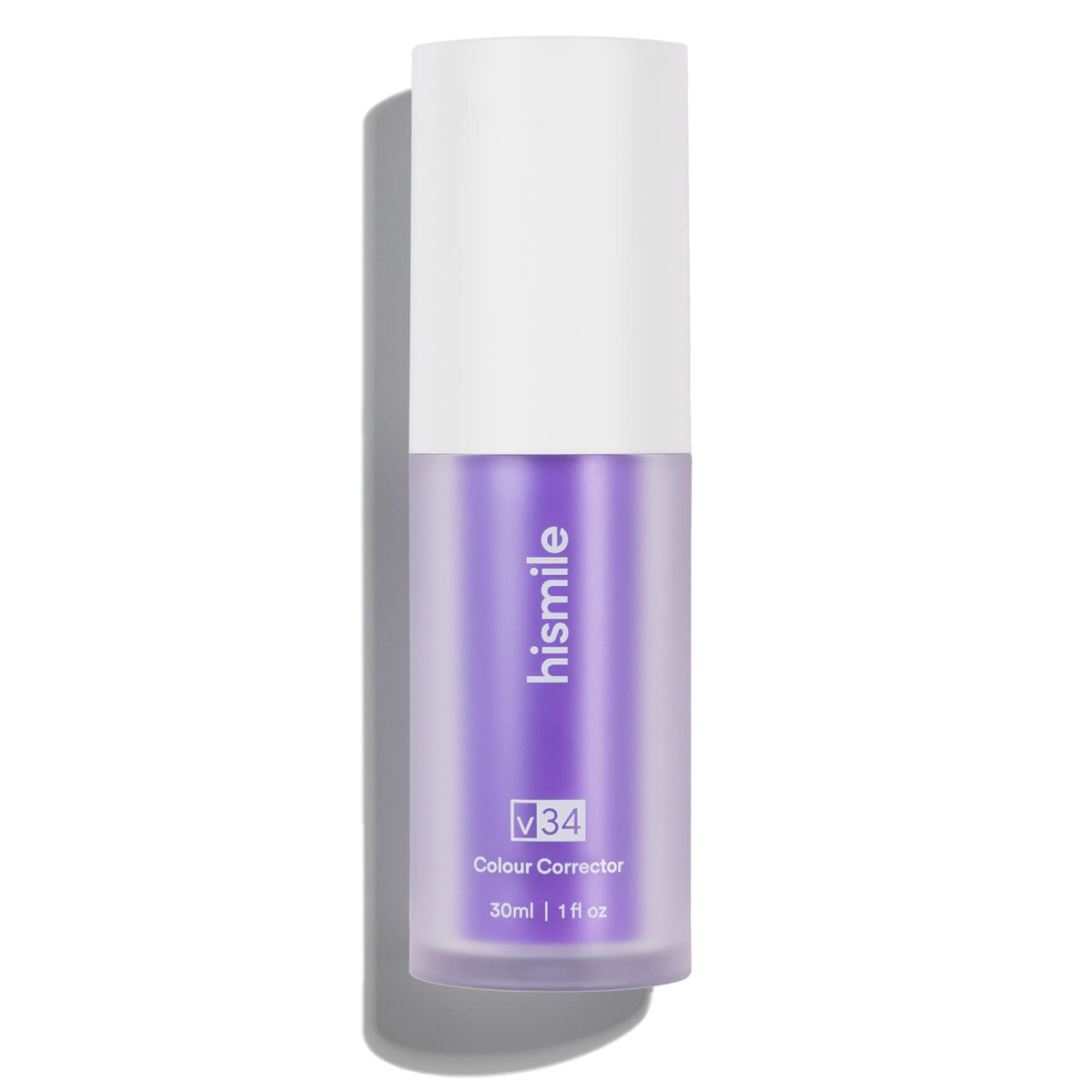 Hismile v34 Colour Corrector purple 30ml bottle with white cap skincare serum packaging
