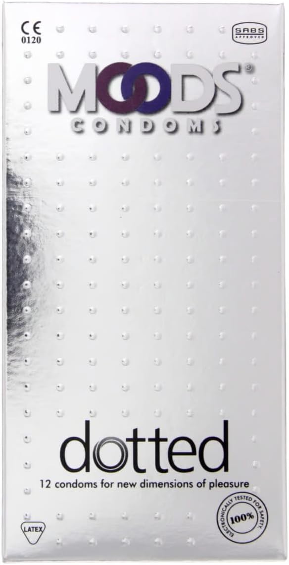 Moods dotted condoms silver metallic box of 12 textured latex condoms for extra pleasure