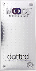 Moods dotted condoms silver metallic box of 12 textured latex condoms for extra pleasure